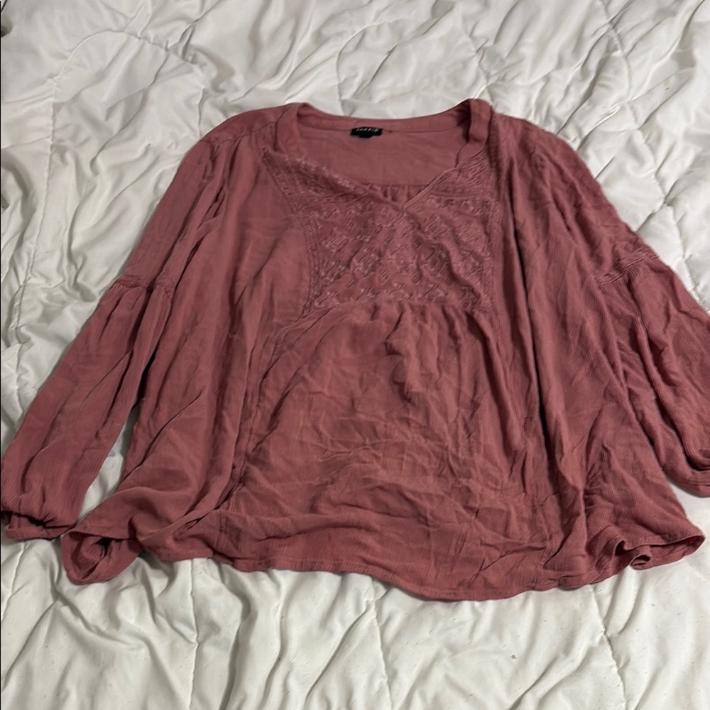 Torrid Pink Oversized 3/4 Sleeve Blouse